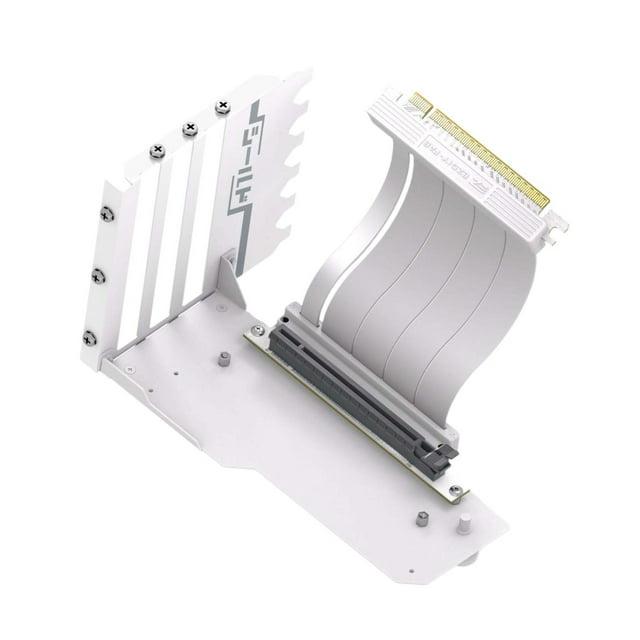 Bunblic GPU Support Bracket Vertical Easy to Install with PCIe 4.0 Riser Cable Video Card Sag Holder GPU Support Kit 90 Degree Angle White NO Light
