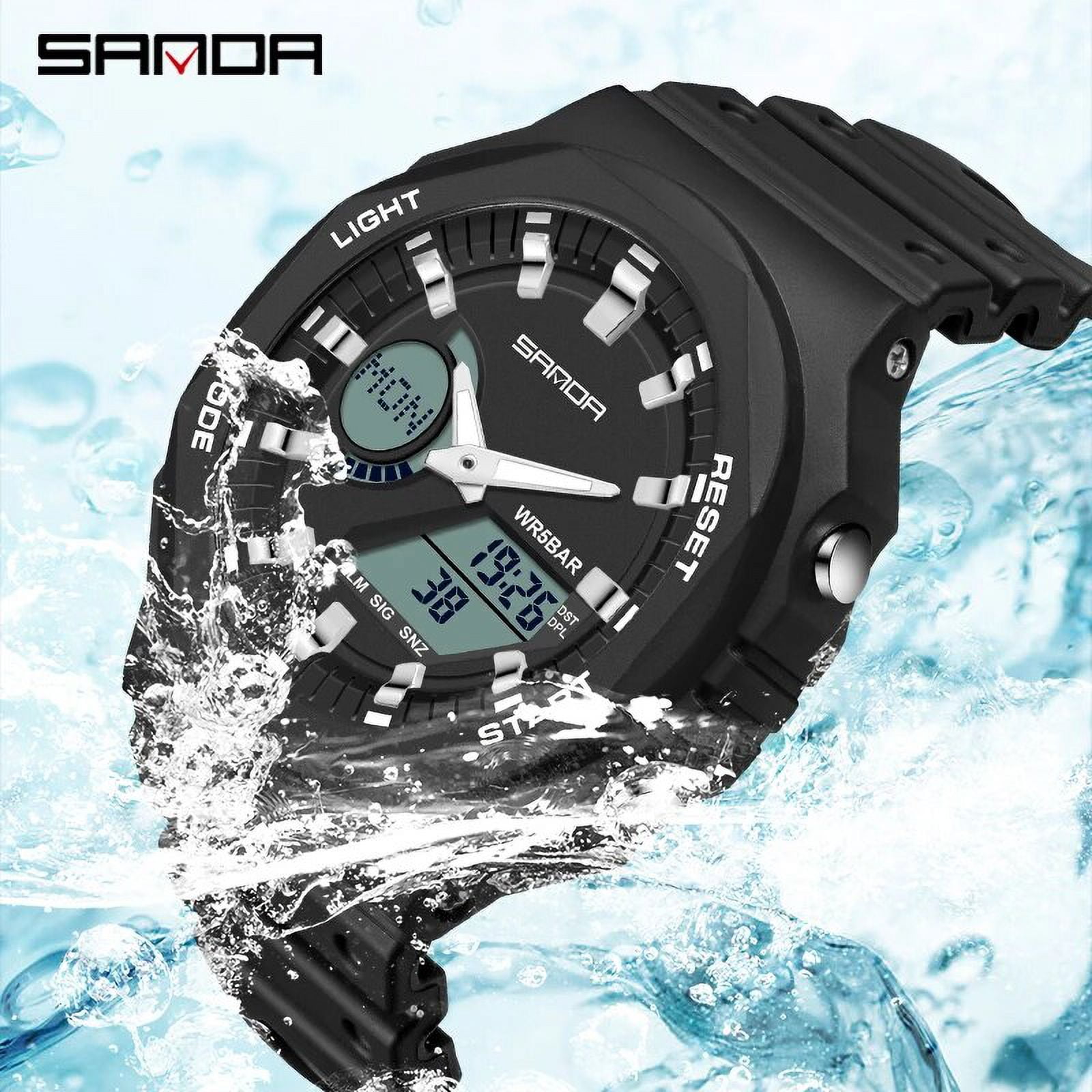 Top Luxury Men s Quartz Watches Waterproof Men Military Sport Watch Dual Display Luminous Wristwatch Orologio uomo Black gold 3