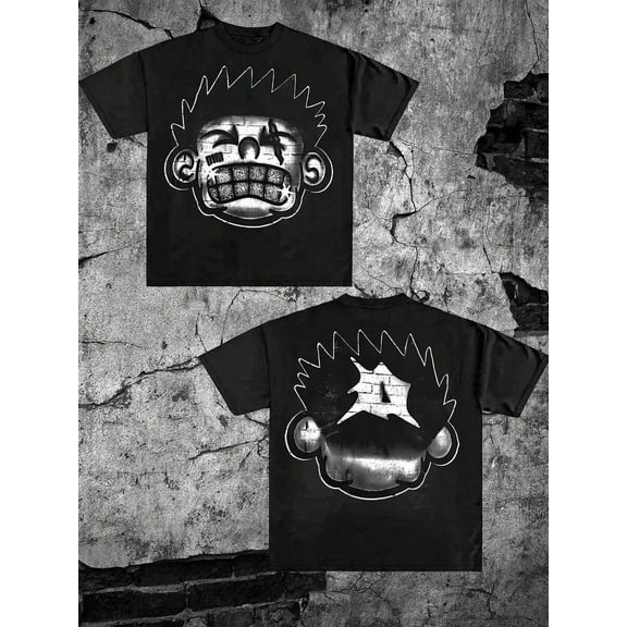 Cotton T-Shirt) Y2K Street Style Printed Short-Sleeved T-Shirt. Men's Summer Round Neck Short Sleeve T-Shirt, Fashion Printed T-Shirt S-5XL size