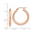 thumbnail image 4 of Diamond2Deal 14K Rose Gold 3mm Diamond-Cut Hoop for Women (L- 0.99 inch, W- 0.12 inch), 4 of 6
