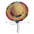 thumbnail image 2 of CawBing Pet Cat Dog Straw Visor Cotton Rope Adjustment Pet Sombrero Hat with Multicolor Trim, 2 of 9