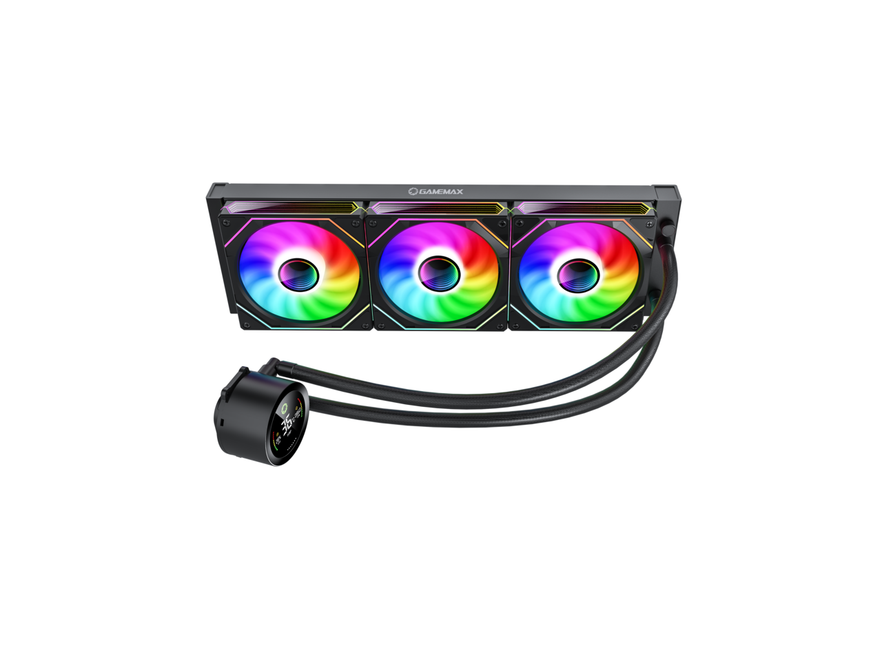 GAMEMAX  IceBurg 360 Digital BK, Liquid CPU Cooler 360mm Addressable ARGB Pump Fans 290W TDP AIO Water Cooler
