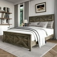 thumbnail image 2 of Home Design Niles King Panel Bed Frame with X-Shaped Panel Design and Rustic Wood Finish, Brown, Easy Assembly, 2 of 7