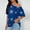 Blue, variant on QUNYINEY Crew Neck Women's Shirts Casual Star Off Shoulder Tops Loose Pullover Short Sleeve Shirts