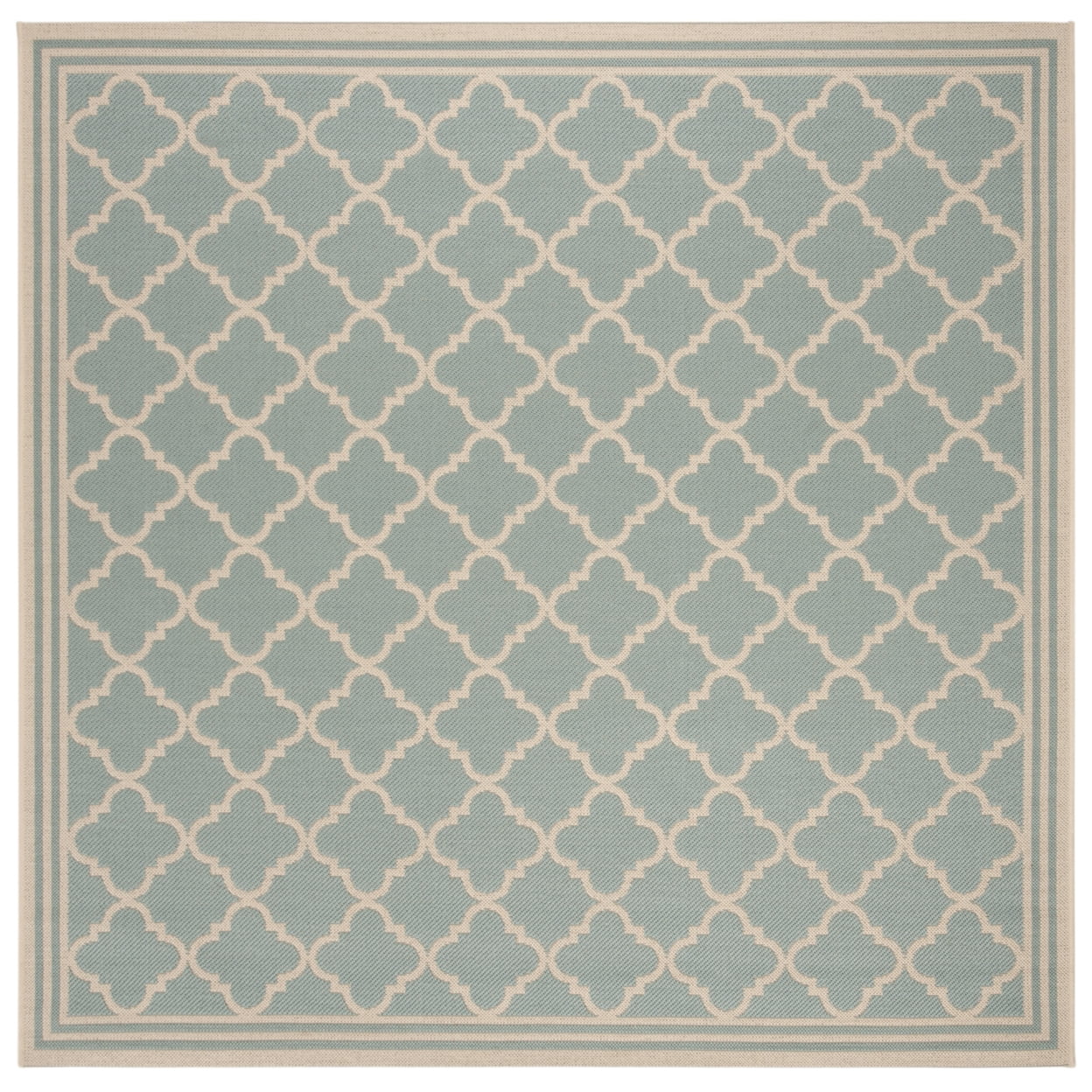 SAFAVIEH Beach House Nima Trellis Indoor/Outdoor Area Rug Aqua/Cream, 6'7" x 6'7" Round