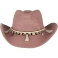 thumbnail image 5 of Dalrosia Straw Cowboy Hat for Women Men Girls Roll up Wide Brim Western Cowgirl Summer Beach Sun Hats, 5 of 6