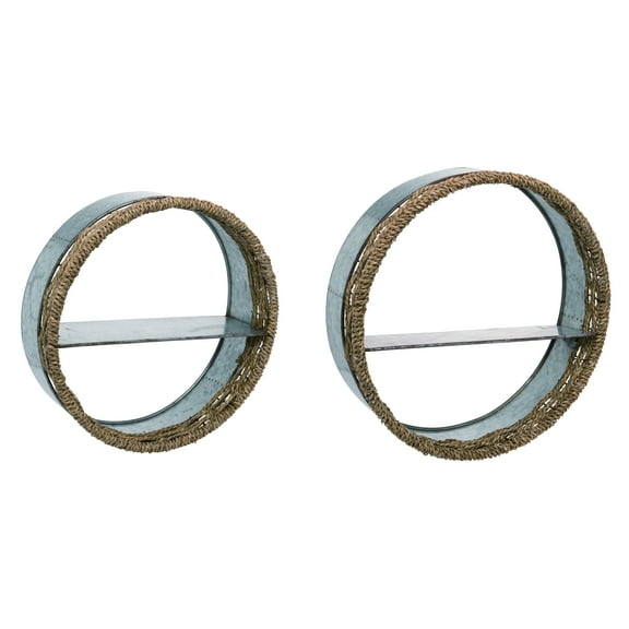 Transpac 18.25 in Gray Spring Circle Metal Wall Art Set of 2 Perfect for Home Decor and Spring Themed Rooms