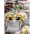 thumbnail image 5 of Outdoor Tablecloth with Umbrella Hole for Patio/Picnic/Party/Camping, Gnomes Sunflower Waterproof Table Cloth Round Cover Washable, Bees Branches Floral Watercolor (Dia 60"), 5 of 8
