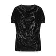 thumbnail image 5 of Hfnxid Women's Sequin Tops Sparkly Short Sleeve Blouses Dressy Glitter Party Tops V Neck Disco Club Concert Blouse Black S, 5 of 10