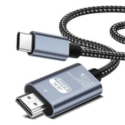 USB C to HDMI Cable 6FT,4K High Speed Type C to HDMI 2.0 Braided Cord, Thunderbolt 3/4/5 Compatible with iPhone 16/15 Series, MacBook Pro/Air, iPad, Surface, Galaxy,XPS