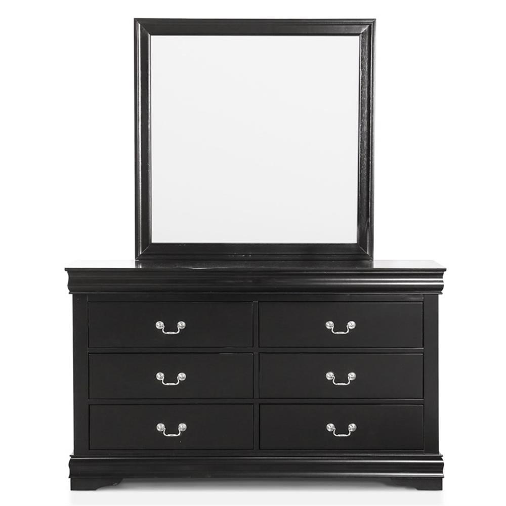 Furniture of America Toni Wood 6-Drawer Dresser with Mirror in Black