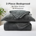 thumbnail image 4 of IR Imperial Rooms Velvet Quilt Set 3 Piece Geometric Ultrasonic Embossed Bedspread Reversible 350GSM Soft Brushed Microfiber Gray Full/Queen, 4 of 9
