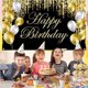 thumbnail image 3 of Happy Birthday Backdrop Banner,Black Gold Birthday Banner Decoration Background,Happy Birthday Sign Poster Photo Booth Banner for Indoor Outdoor Perso, 3 of 4