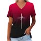 thumbnail image 1 of Camisetas de Verano para Mujeres con Cuello en V de Manga Corta Camiseta Deportiva de Impresión de Pascua, Camiseta Ligera de Base de Algodón de Imitación para el Hogar, Diario Y Desgaste, 1 of 3