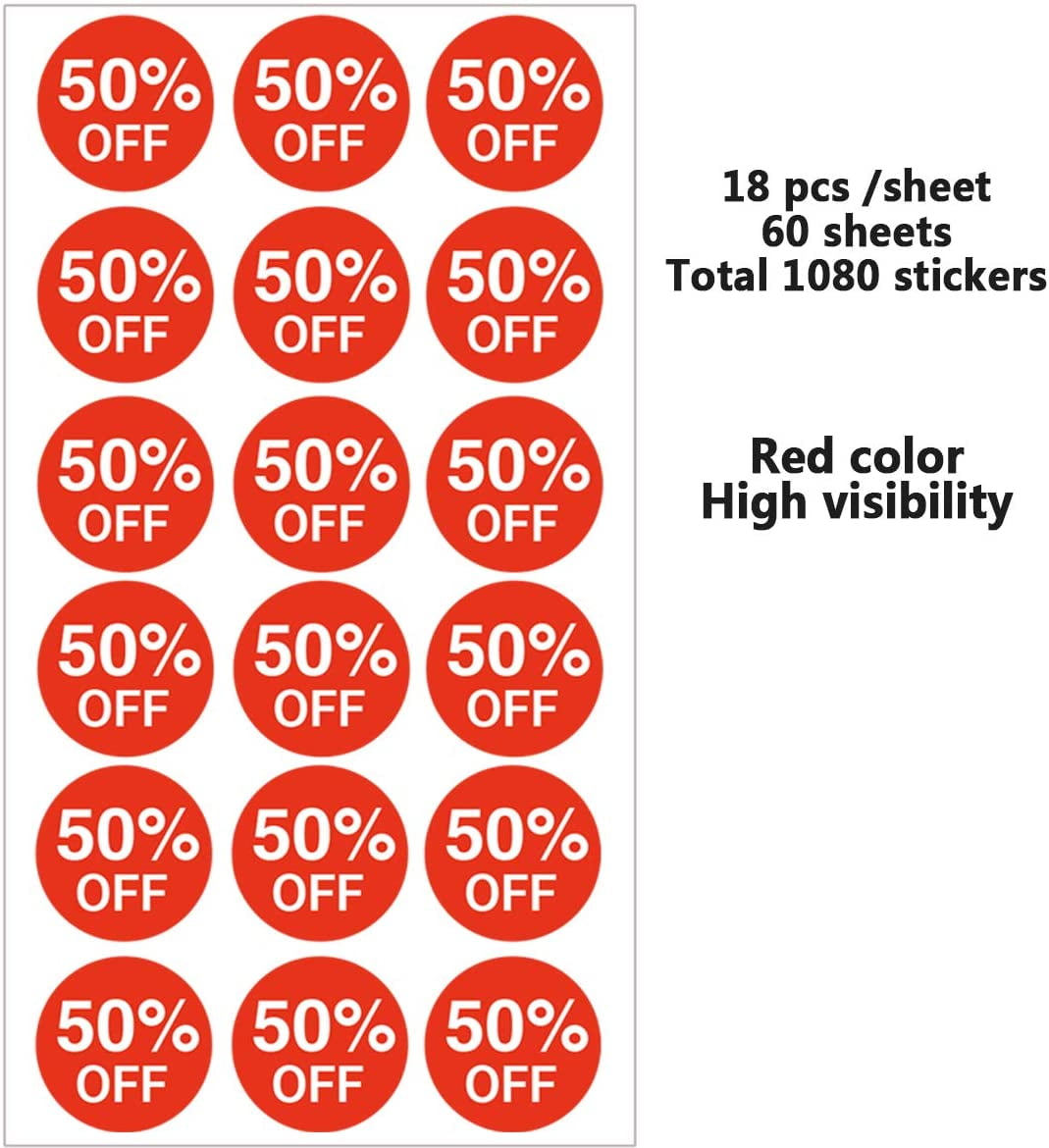 10% 25% 50% Off Sale Price Stickers Labels Percent Off Stickers For Retail Store 