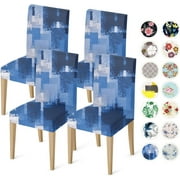 Abstract Chair Covers for Dining Room Set of 4, Dining Chairs Seat Cover,Kitchen Stretch Chair Covers,Seat Cover for Dining Chairs,Furniture Protector for Chairs Dining Room,Slipcover Chair Covers