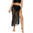 thumbnail image 3 of Women Summer Solid Color Skirt, Hollow Out High Waist Beachwear Skirt with Tassel Decoration, 3 of 4