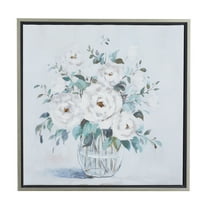 24" x 24" Bouquet Floral Framed Wall Art with Silver Frame, by DecMode