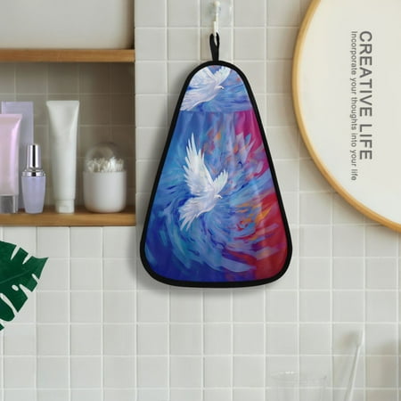 

Bird in Painting Hanging Towel Kitchen Hand Towel Bathroom Absorbent Towel Machine Washable Quick Dry Dishcloths