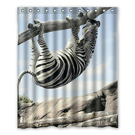 Ganma Bright Colored Zebra Print Shower Curtain Polyester Fabric
