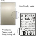 thumbnail image 3 of Kitchen Rules Tin Sign Vintage Funny Metal Wall Decor Decoration Art Mural Hanging Iron Painting for Home Garden Bar Pub Kitchen Living Room Office Garage Poster Plaque 12 x 8inch, 3 of 8