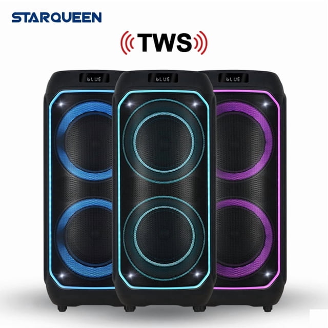 Dual 8-inch wireless Bluetooth speaker - Outdoor party karaoke audio system