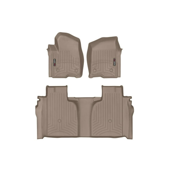 WeatherTech Custom Fit FloorLiners compatible with Silverado 1500, Silverado 2500HD/3500HD, Silverado 1500 LTD, Sierra 1500 Limited, Sierra 1500 - 1st & 2nd Row, Tan