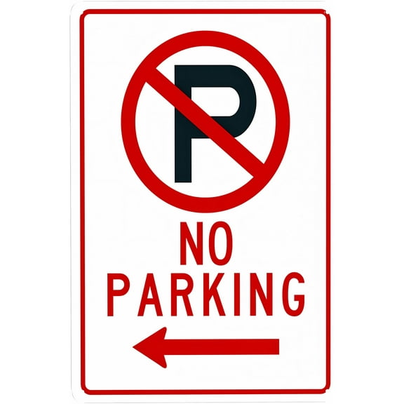 Left Side No Parking Metal Sign - 8"x12", Security Tin Decor for Streets, Businesses, Parking Zones