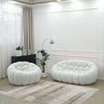 thumbnail image 3 of Sodrens 79.53" Bubble Couch with Ottoman,Modern Upholstered Mesh Fabric Lazy Floor Sofa,3D Honeycomb Shape Bubble Sofa Curved Couch for Living Room,Office,Apartment,No-Assembly(Light Gray), 3 of 7
