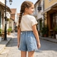 thumbnail image 4 of SNKSDGM Back-to- Denim Skorts Casual High Waisted Jean Shorts Elastic Waist Summer Skirt Pants for Kids Outdoor Play, 4 of 6