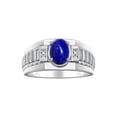 thumbnail image 1 of RYLOS Men's Rings 14K White Gold Ring Classic Designer Style 8X6MM Oval Gemstone & Diamond Ring Lapis Lazuli Birthstone Rings For Men Size 12, 1 of 7