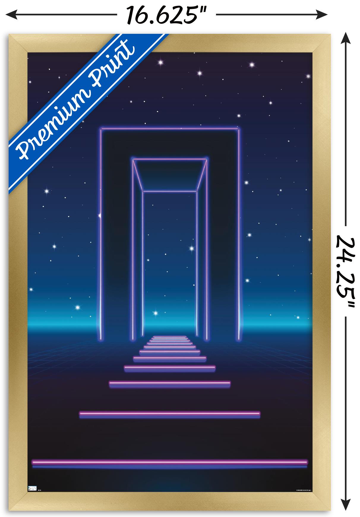 Geometric Neon Wall Poster, 14.725" x 22.375", Framed