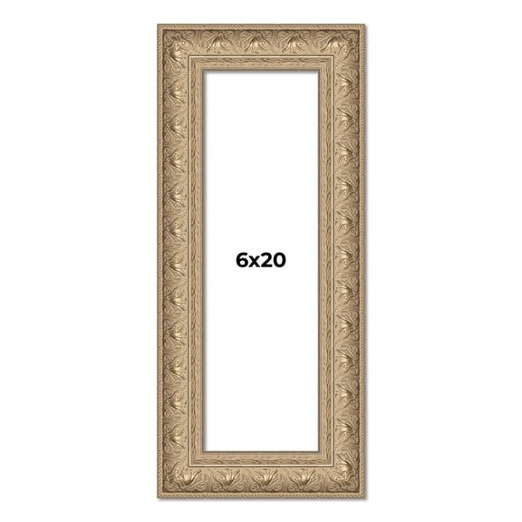 6x20 Frame Ornate Silver Beaded Solid Wood Picture Frame Width 2.5 Inches | Interior Depth 1 Inches