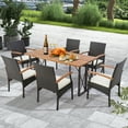 thumbnail image 5 of Costway 2PCS Patio PE Wicker Chairs Acacia Wood Armrests with Soft Zippered Cushion Balcony, 5 of 9