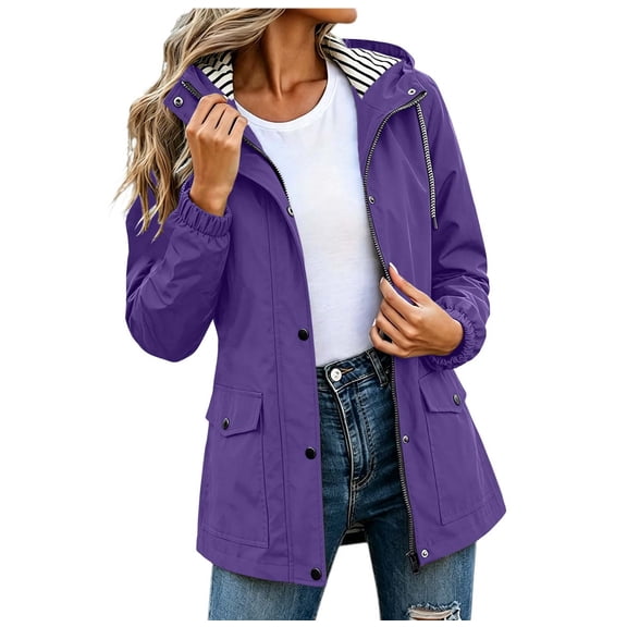 Livrdious Rain Jackets Women Lightweight Hooded Raincoat Waterproof Windbreaker Casual Womens Outwear