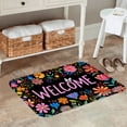 thumbnail image 2 of FJPT Welcome Floral Non Slip Flannel Polyester Floor Mat For Bathroom Kitchen Bedroom Decor 31.5x19.7 inch, 2 of 5