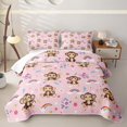 thumbnail image 2 of Erosebridal Cartoon Monkey Floral Twin Quilt Set,Cute Rainbow Flower Twin Coverlet Set For Girls,2-Piece, 2 of 7