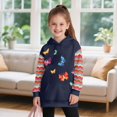 thumbnail image 3 of Xoenoiee Colorful Butterfly Swirl Print Long Hoodies Sweatshirt for Kids Long Sleeve Shirt Pullover Hoodie Dress for Teen Girls Oversized Fall Outfits Sweat Shirts Jumpers with Pocket, 9-10 Years, 3 of 7