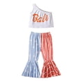 thumbnail image 3 of Gerichy Toddler Girl 4th of July Outfits One Shoulder Tank Tops Star Stripes Flag Bell-Bottom Pants Independence Day Clothes, 3 of 6