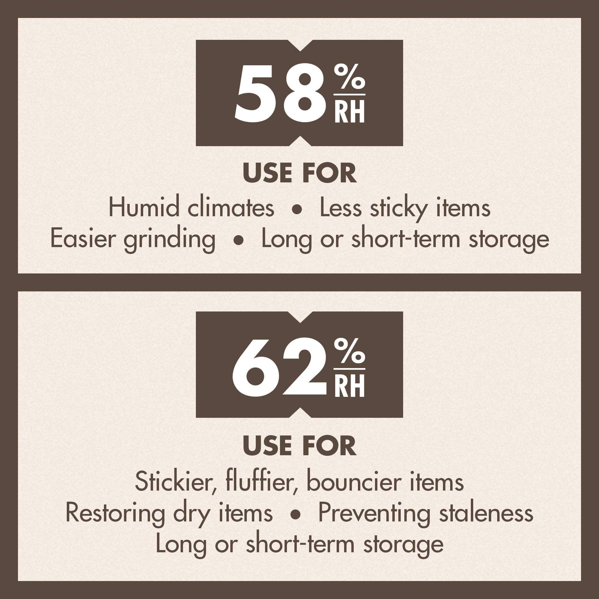 Boveda 58% Two-Way Humidity Control Packs For Storing 1 lb – Size 67 – 12 Pack – Moisture Absorbers for Storage Containers – Humidifier Packs – Individually Wrapped Hydration Packets