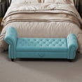 thumbnail image 2 of Modern Velvet Upholstered End of Bed Bench, Button Tufted Chaise Lounge Storage Ottoman with Backrest and Armrest for Bedroom Living Room, 2 of 11