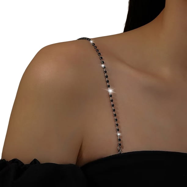 2 tiras de sujetador con diamantes de imitación, brillantes y decorativas, ajustables, para ropa interior, cadena de hombro para mujer, vestido de boda, accesorios para fiesta nupcial.