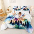 thumbnail image 3 of Metsweet Watercolor Gradient Dragon Full Size Comforter Sets 3-Piece, Ombre Smooky Jungle Bedding Comforter Set, Blue Purple Green,1 Comforter and 2 Pillowcases, 3 of 6