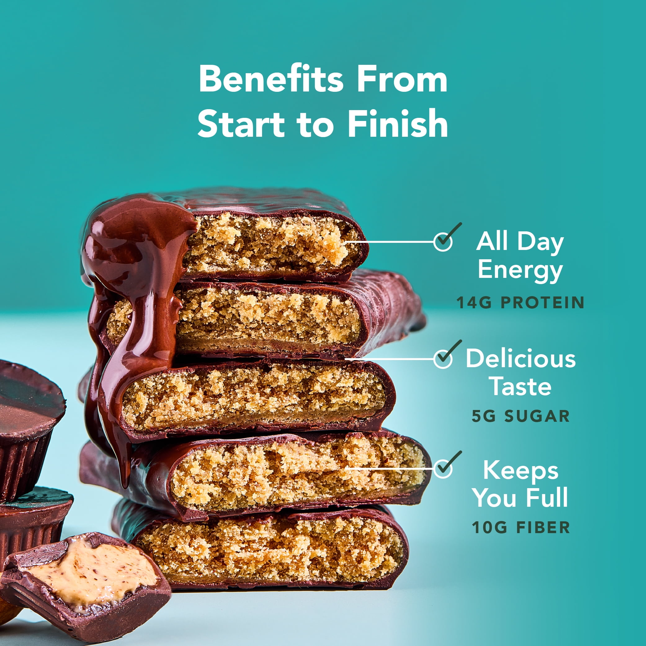 ALOHA, Organic Plant Based Protein Bars, Almond Butter Cup, 14g Protein (Pack of 12)