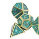 thumbnail image 3 of 7PCS Polyhedra Metal Dices Multiple Sides Engraving Number Pattern Dice Set for Table Game Electroplated Gold Green, 3 of 4