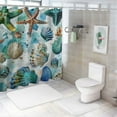 thumbnail image 7 of Creowell  Teal Ocean Seashell Shower Curtain Beach Nautical Starfish Seashell Shower Curtain Waterproof Fabric Bathroom Decor Curtain with Hooks White, 7 of 7