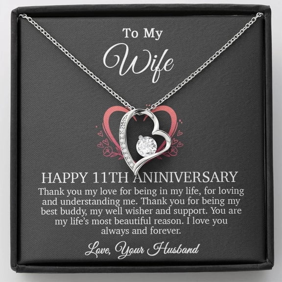 11Th Anniversary Wedding Celebration Special Necklace, A Meaningful Necklace Perfect For Anniversaries Birthdays Valentine V3719, White Forever Love Necklace