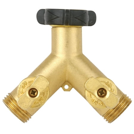 - 2 Gilmour High Flow Brass Dual Valve Water Hose Y - Garden Watering Manifold 13HF