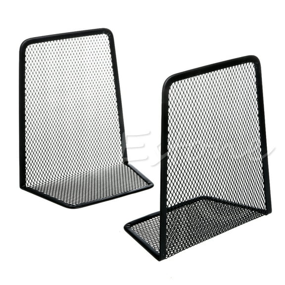 MANNYA 2Pcs Stainless Steel Bookend Hollow-out Mesh Design Home Office Desk Ornemants