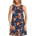thumbnail image 1 of Balery Cute Foxes Vestidos de verano para mujer con estampado: vestido holgado sin mangas, vestido playero informal y cómodo para días calurosos., 1 of 7